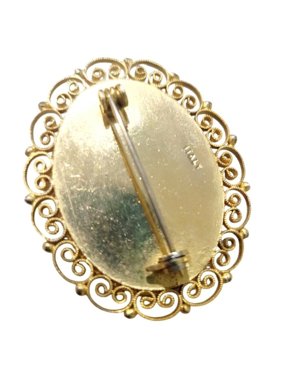 Vintage Italian Floral Micro Mosaic Brooch Gold Plated Blue Flowers Glass Tiles - Picture 4 of 8